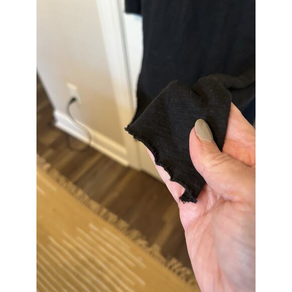 Lilla P Sz Medium Black Tank Dress Cotton Asymmetrical Maxi Side Slit Laganlook - Picture 5 of 12